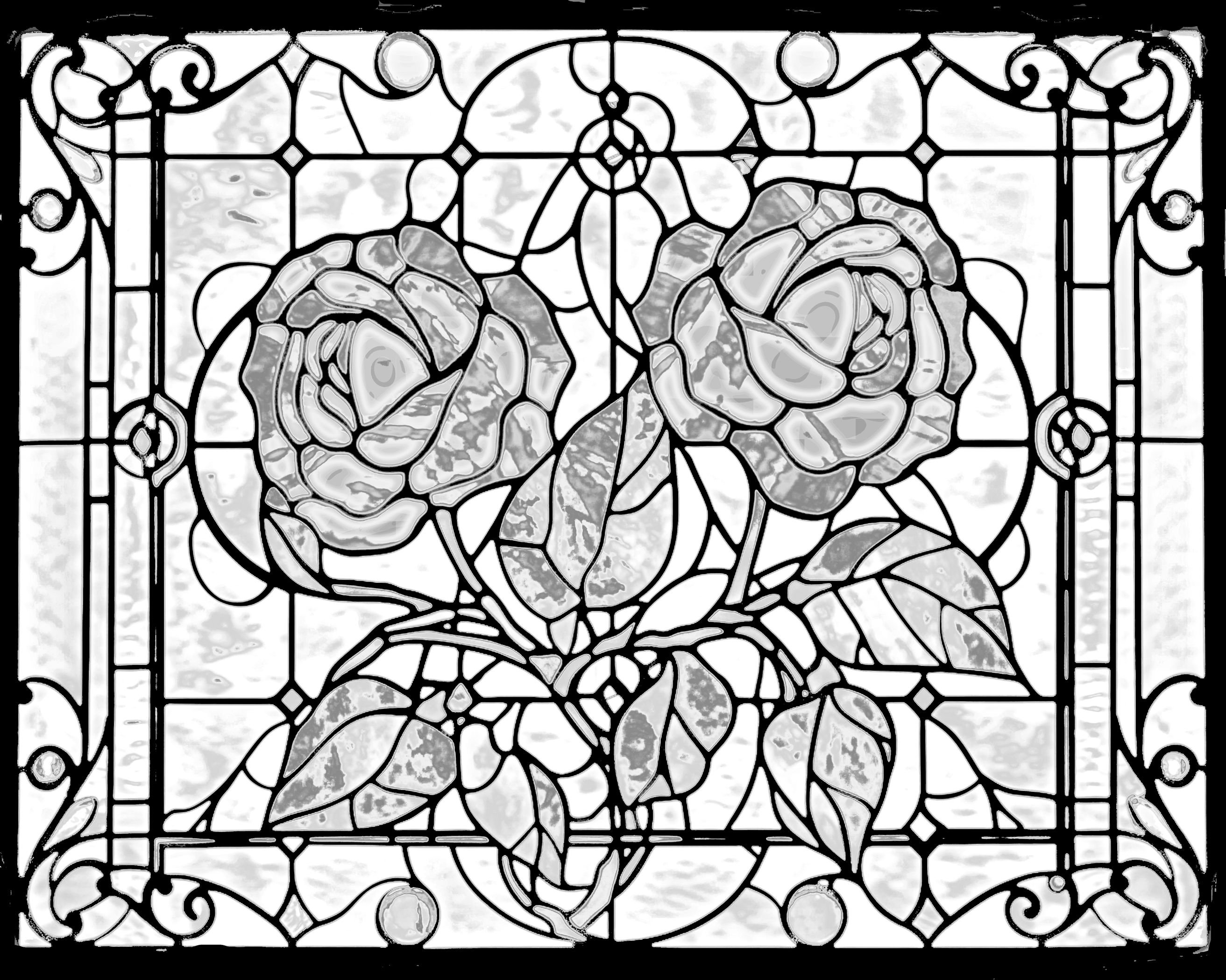Red Rose Art Deco Stained Glass Window Style Print Download Digital Art ...