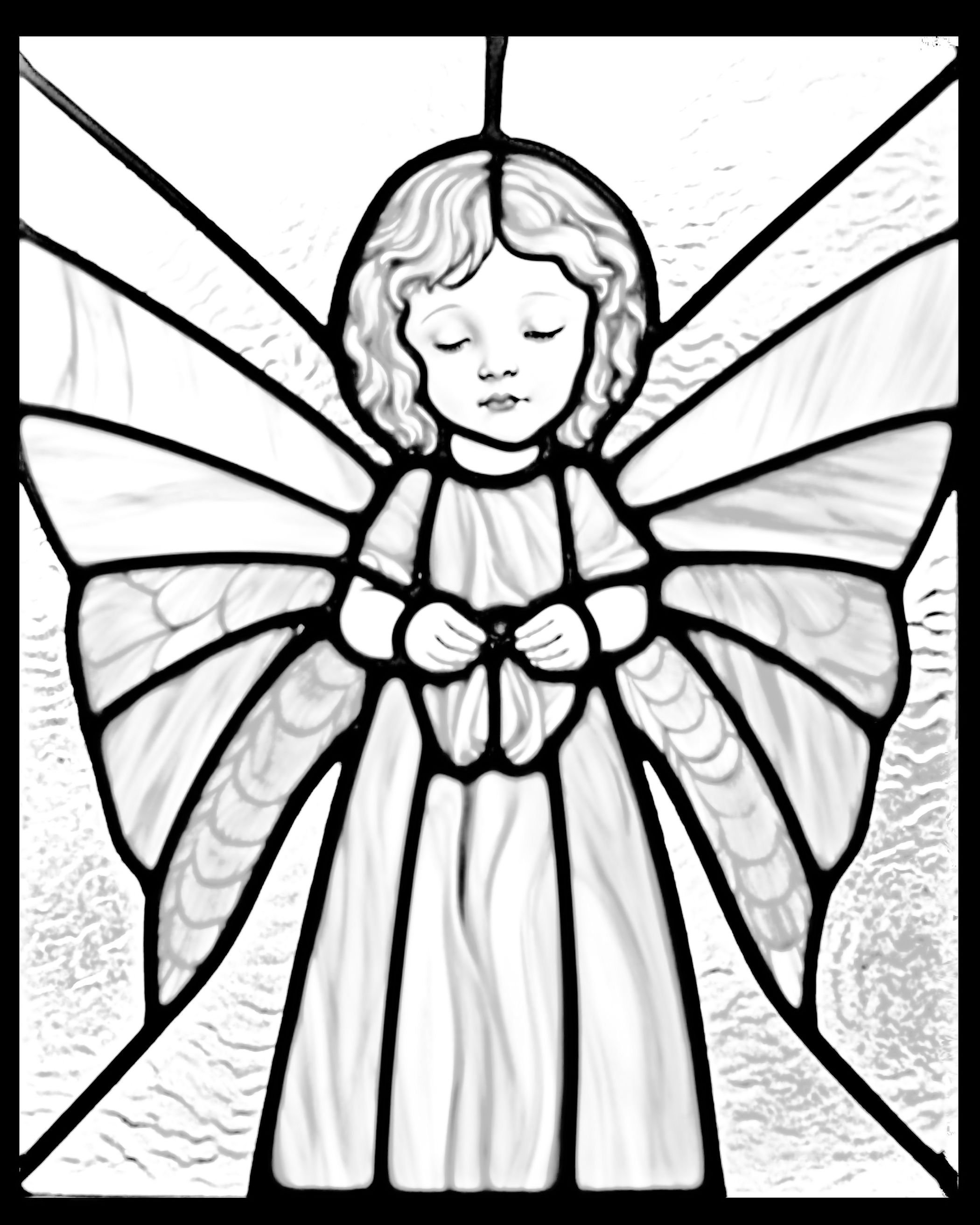 Angel Stained Glass Pattern Print Download Digital Art Angel Wall Art ...