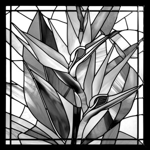 Bird of Paradise Floral Stained Glass Style Print, Download Digital Art ...