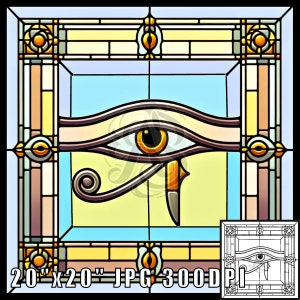 Egyptian Eye Symbol Stained Glass Pattern Print, Download Digital Art, up to 20"x20", 300DPI  Eye of Horus Wall Art, Egyptian Coloring Sheet