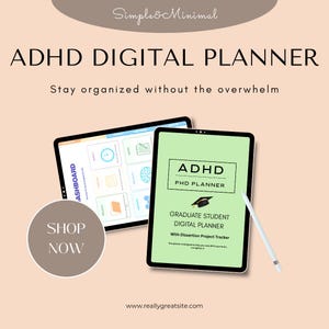 ADHD PhD Plan – Digital Academic Planner | Hyperlinked iPad Planner | Dissertation & Research Tracker