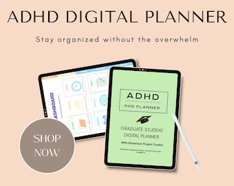 Plan de doctorat pour le TDAH – Agenda académique numérique | Agenda iPad avec liens hypertextes | Suivi de thèse et de recherche