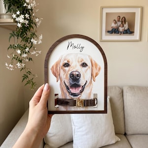 Watercolor Pet Memorial Frame with Collar Holder, Custom Pet Memorial Collar Holder, Dog Memorial Gifts, Pet Sympathy Gift