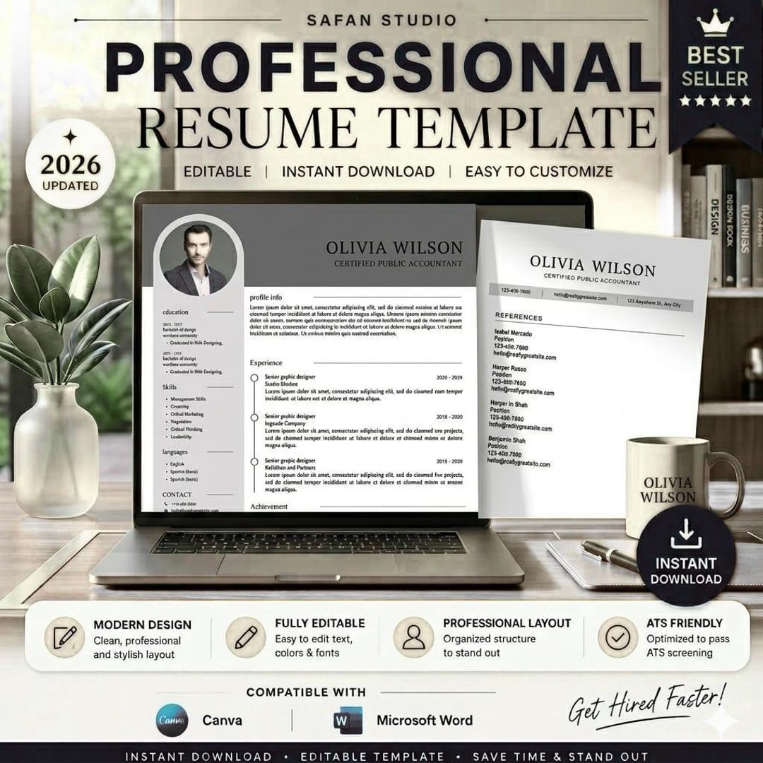 Canva Resume Template Bundle | ATS Friendly Professional CV Kit ...