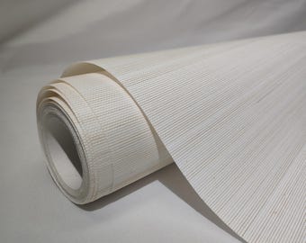 Neutral Abaca Grasscloth Wallpaper, Minimalist Woven Natural Fiber Wall Mural, Cream Textured Grass Weave
