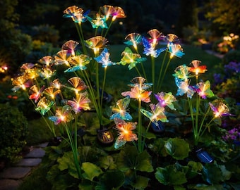 Solar Butterfly Garden Lights – Fiber Optic LED Butterfly Stake Lights for Outdoor Pathway, Patio & Yard Decor