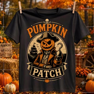 Pumpkin Patch Pirate Sublimation PNG - Jack O Lantern Halloween Shirt File