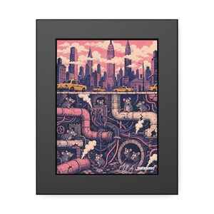 Horizonte de la ciudad de Nueva York / Lámina enmarcada con sección transversal / 15 x 20 cm (6 x 8 pulgadas)