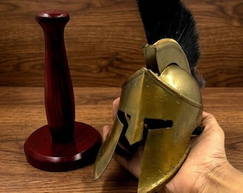 Miniatur Sparta Helm Metall Replik mit Holzständer (15 cm)