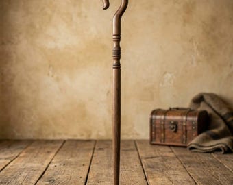 Handcrafted Wooden Walking Cane 36" Curved Handle | Vintage Style Mobility Stick