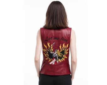 Claire Redfield Leather Vest | Resident Evil Code Veronica Cosplay | Crimson Biker Costume