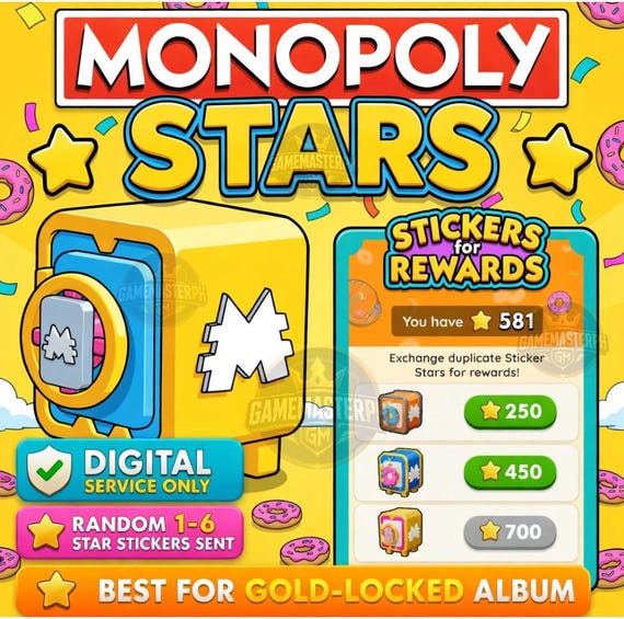 Monopoly GO Sticker 20-500 Stars for Vault