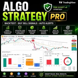 Strategia di trading algoritmico per TradingView / Indicatore Pine Script v6 con backtest, segnali di acquisto/vendita e avvisi automatici / Forex, criptovalute e azioni