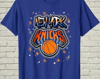 New York Shirt, Retro Airbrush Knicks Logo Graphic Tee, Birthday Gift For Basketball Lover Hubby