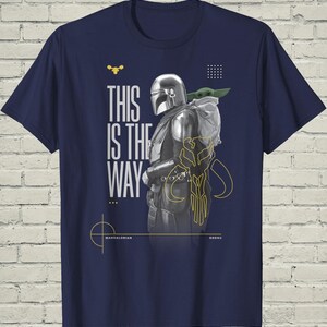 Mandalorian Tee, This Is The Way Top, Birthday Gift For Him, Grogu Duo Portrait, Star Wars Apparel, Bounty Hunter Merch, Sci Fi Clothing image 2