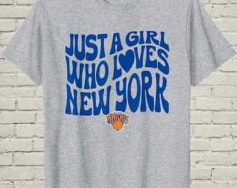 New York Basketball Fan Shirt, Girl Who Loves Retro Wavy Tee, Game Day Sports Gift For Best Friend