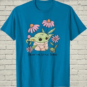 Star Wars Baby Yoda Shirt, Cute Grogu Enjoy Little Things Top, Sci Fi Birthday Gift For Nerd image 2