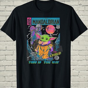 Baby Yoda Shirt, Mandalorian Comic Tee, Sci Fi Birthday Gift For Geek, Retro Space Apparel, Pop Art Top image 2