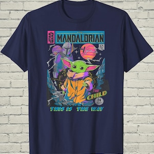 Baby Yoda Shirt, Mandalorian Comic Tee, Sci Fi Birthday Gift For Geek, Retro Space Apparel, Pop Art Top image 1