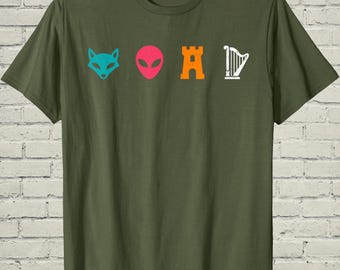 Funny Alien T-Shirt, Sci Fi Fox Castle Graphic, Birthday Gift For Harper, Western Spurs Apparel, Space Cowboy Outfit