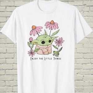 Star Wars Baby Yoda Shirt, Cute Grogu Enjoy Little Things Top, Sci Fi Birthday Gift For Nerd image 1