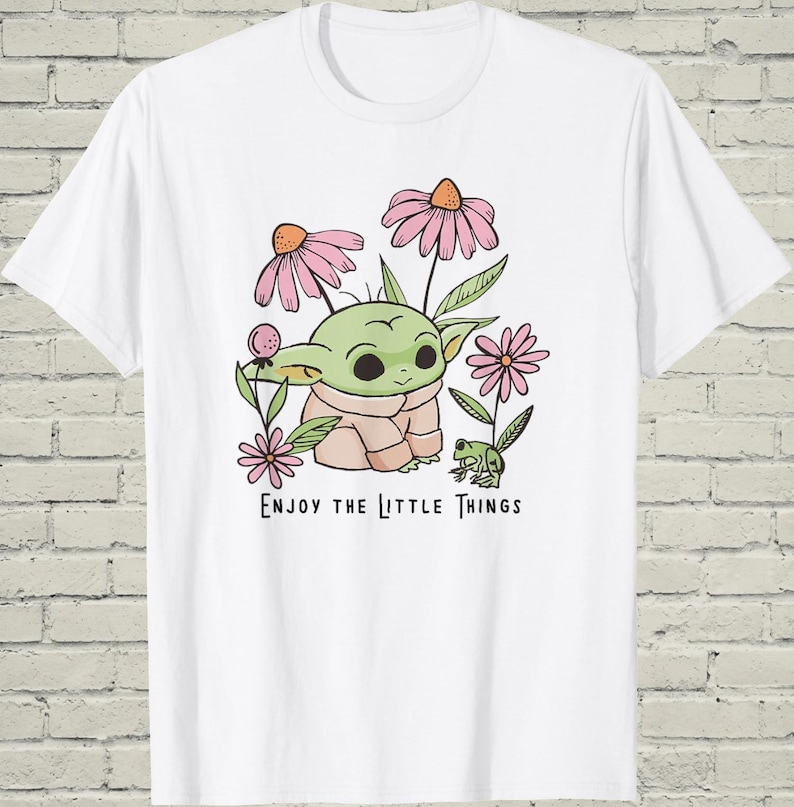 Star Wars Baby Yoda Shirt, Cute Grogu Enjoy Little Things Top, Sci Fi Birthday Gift For Nerd image 1