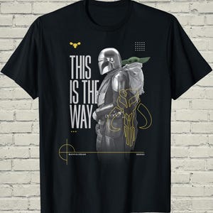 Mandalorian Tee, This Is The Way Top, Birthday Gift For Him, Grogu Duo Portrait, Star Wars Apparel, Bounty Hunter Merch, Sci Fi Clothing image 6