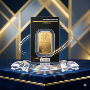 1 oz Argor-Heraeus-goudbaar, 999,9 Zwitsers edelmetaal (testkaart)