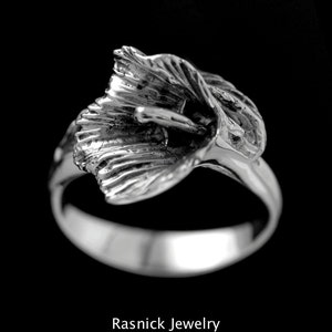 CALLA LILY RING, Flower Jewelry, Silver flower, Lily Ring, #callalilyring, womens ring Size 5.5  - 9