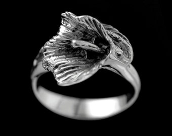 CALLA LILY RING, Flower Jewelry, Silver flower, Lily Ring, #callalilyring, womens ring Size 5.5  - 9