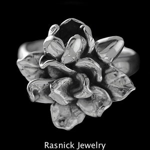 GARDENIA RING flower ring, flower jewelry, sizes 6 9 Free shipping in US. Ships immediately image 1