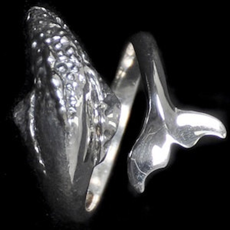 Medium Humpback Whale Ring Sizes 5-9 Adjustable, Whale Jewelry, Silver Ring, Whale, Whales, hawaiianjewelry, mans ring, womans ring image 2