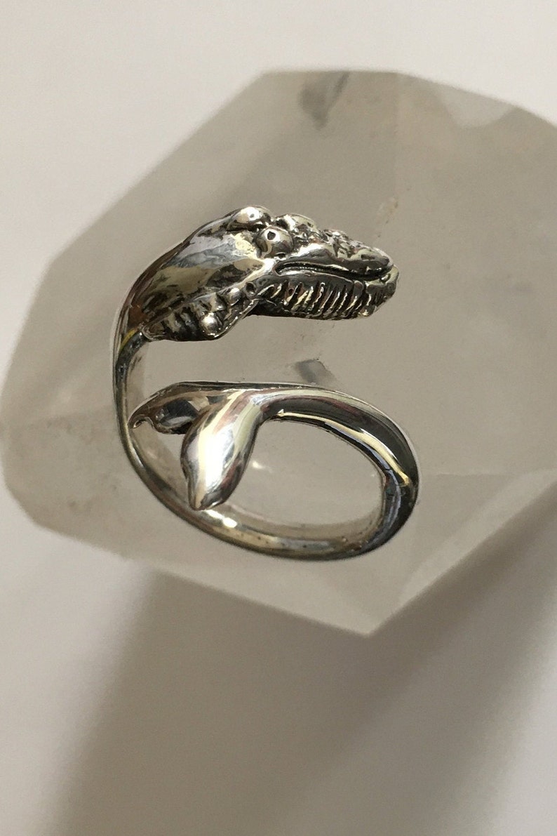 Medium Humpback Whale Ring Sizes 5-9 Adjustable, Whale Jewelry, Silver Ring, Whale, Whales, hawaiianjewelry, mans ring, womans ring image 7