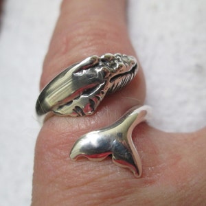 Medium Humpback Whale Ring Sizes 5-9 Adjustable, Whale Jewelry, Silver Ring, Whale, Whales, hawaiianjewelry, mans ring, womans ring image 3