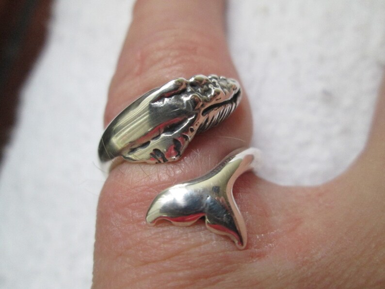 Medium Humpback Whale Ring Sizes 5-9 Adjustable, Whale Jewelry, Silver Ring, Whale, Whales, hawaiianjewelry, mans ring, womans ring image 3