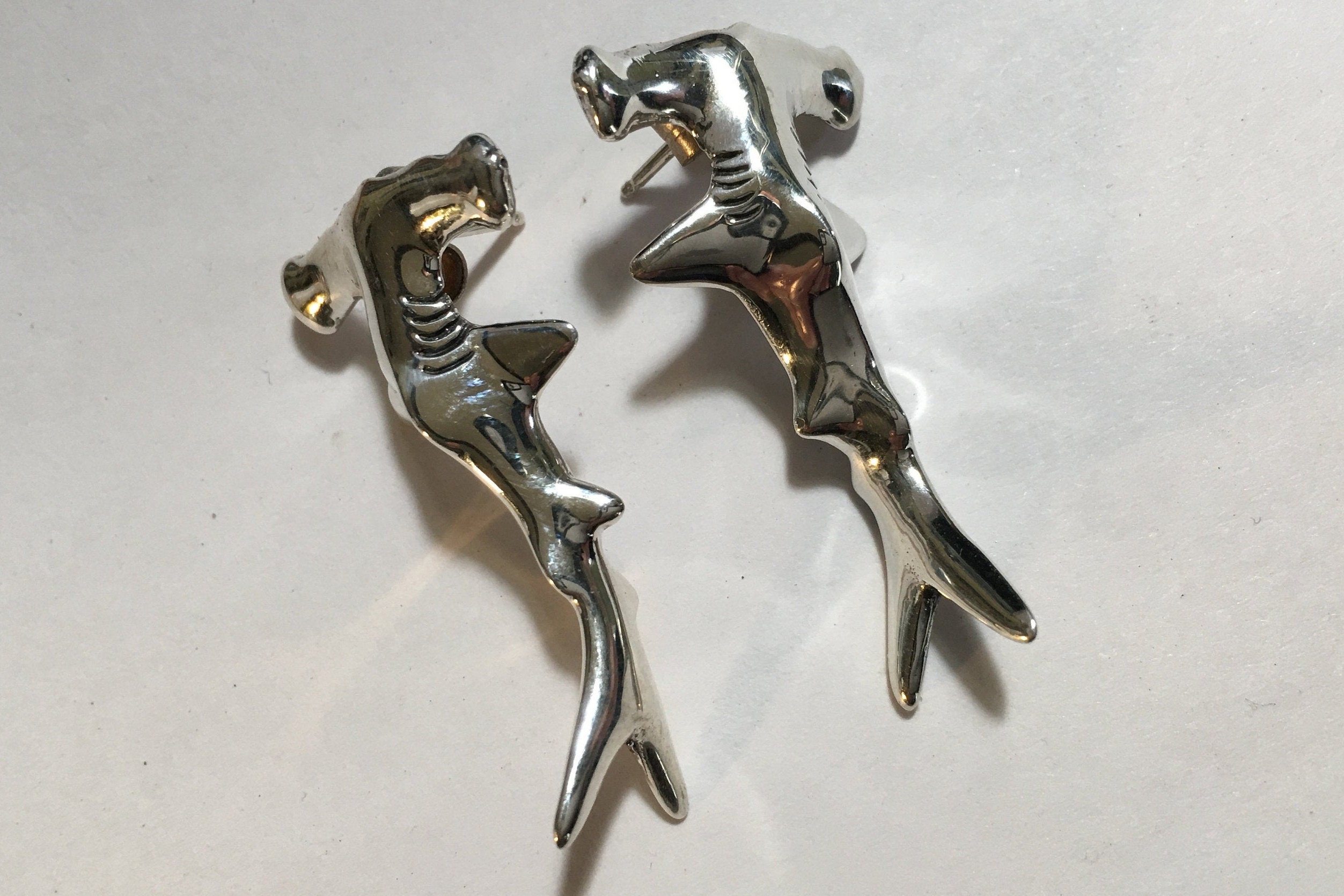 Orecchini A Forma Di Squalo Martello In Acciaio Inox, Design Ritagliato, Ipoallergenici, Regalo Unisex - 3