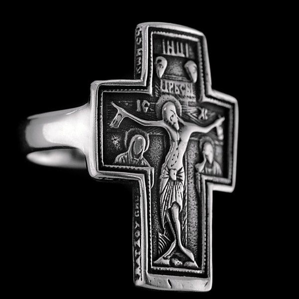Russian ORTHODOX Cross Ring, greek orthodox cross, mens ring, womans ring, prayer, available in sizes 6-12, indicate size when ordering.