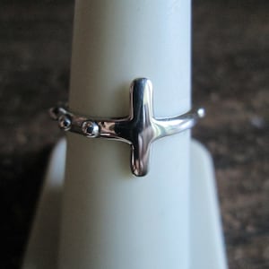 Sterling Silver Rosary Ring, Cross Prayer Jewelry