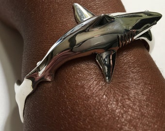 GREAT WHITE SHARK Cuff Bracelet  sharkjewelry, womens bracelet, mens bracelet, Ships immediately. Free shipping in America