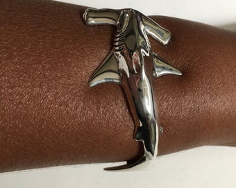 HAMMERHEAD SHARK Clamp on BRACELET on sale, hammerhead shark jewelry, shark bracelet, hawaiian jewelry, mans bracelet, womens bracelet