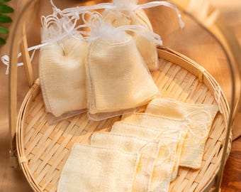 Natürliche ungefärbte Maulbeerseide Make-up-Entferner-Pads 10 Stück | 4-Schicht sanfte Reinigung | Handarbeit Vietnam