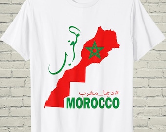 Morocco Flag Shirt, Dima Maghreb Map Tee, North African Top, Patriotic Pride Wear, Vacation Souvenir, Travel Gift For Him
