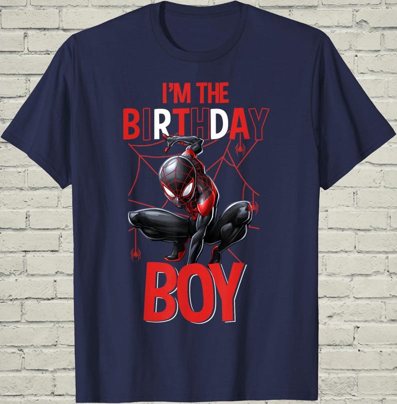 Miles Morales Shirt, Spiderman Comic Tee, Bday Party Gift For Son, Marvel Kids Outfit, Birthday Boy Present, Hero Graphic Wear image 1