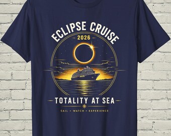 Solar Eclipse Cruise 2026 Shirt, Vintage Celestial Nautical Totality Graphic Tee, August Voyage Souvenir Gift for Astronomers