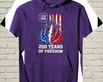 America 250 Hoodie, Patriotic Jet Design, Vintage 1776 To 2026, US Flag Pullover, Independence Event, July Fourth Gift For Men