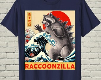 Raccoon Japan Shirt, Trash Panda Tee, Ukiyo-e Woodblock, Funny Retro Kawaii Art Graphic, Aesthetic Clothing, Birthday Gift for Him