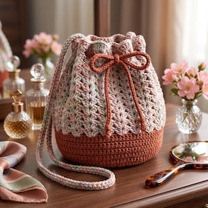 Crochet Circle Base Bag Pattern | Drawstring Crochet Tote Bag | Summer Shoulder Bag | Beginner Crochet Purse PDF