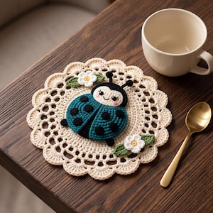 Ladybug Granny Square Crochet Pattern | Ladybug Motif Square | Crochet Applique Blanket Block | Garden Decor PDF