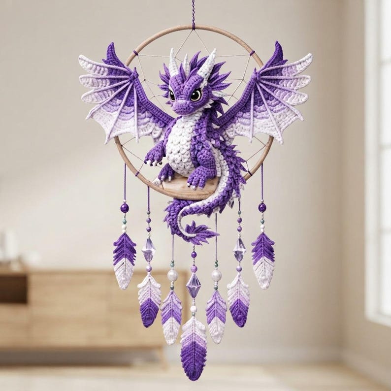 Crystal Guide.pdf Crochet Dragon Dreamcatcher Pattern, Amigurumi Fantasy Wall Hanging ...