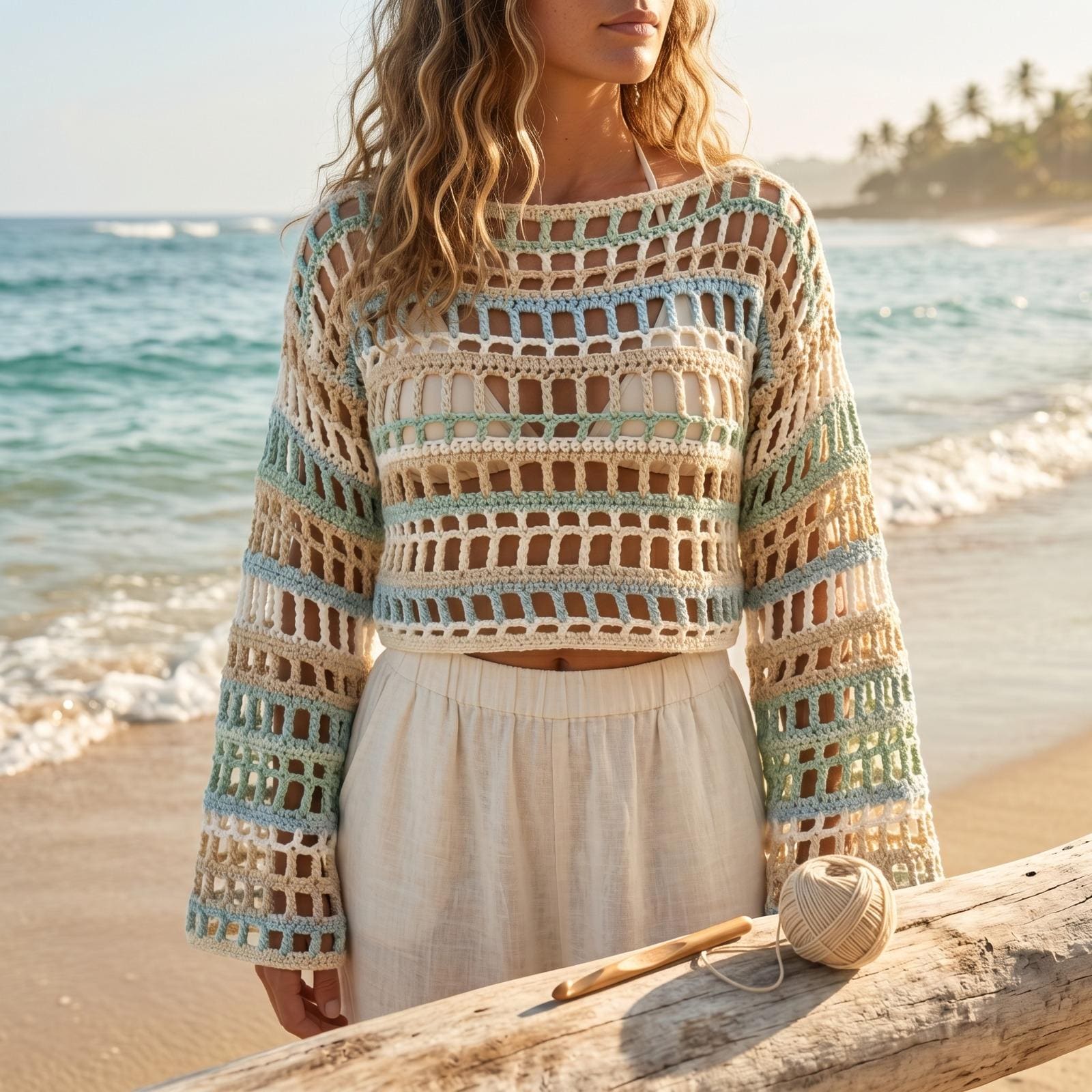 39 Mesh Sweater Crochet Patterns for Airy Layers, Pullovers, and Cardigans 8 Crochet Mesh Sweater Pattern Boho Crop Sweater Beginner